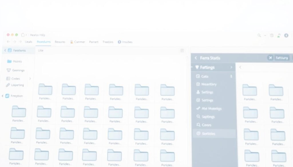 A detailed and organized folder browser interface, showcasing a clean and intuitive file management system. The foreground features a sleek, minimalist design with large, clearly labeled folder icons arranged in a grid layout. The middle ground displays a breadcrumb navigation bar and a sidebar with filtering options. The background has a subtle, gradient-based color scheme that provides a calming and professional atmosphere. Lighting is bright and diffused, creating a soft, even illumination across the entire scene. The camera angle is slightly elevated, giving a comprehensive overview of the folder browser's functionality and aesthetics.